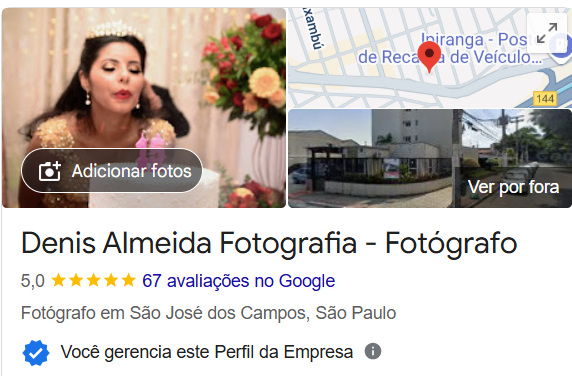 Avaliação Google Negócio - Denis Almeida Fotografia