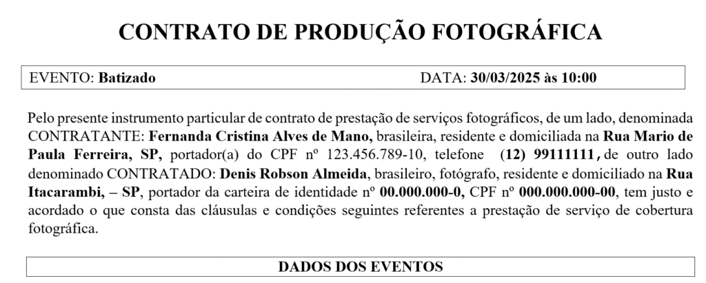 Contrato Denis Almeida Fotografia